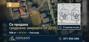 ДУП за градежно земјиште 908 м2 во Гевгелија со две маркици за куќа