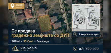 ДУП за градежно земјиште 908 м2 во Гевгелија со две маркици за куќа