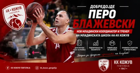 Перо Блажевски во дресот на КК Кожув – нов младински координатор и тренер на младинската школа
